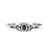 Celtic Trinity Sterling Silver Ring with Black Agate